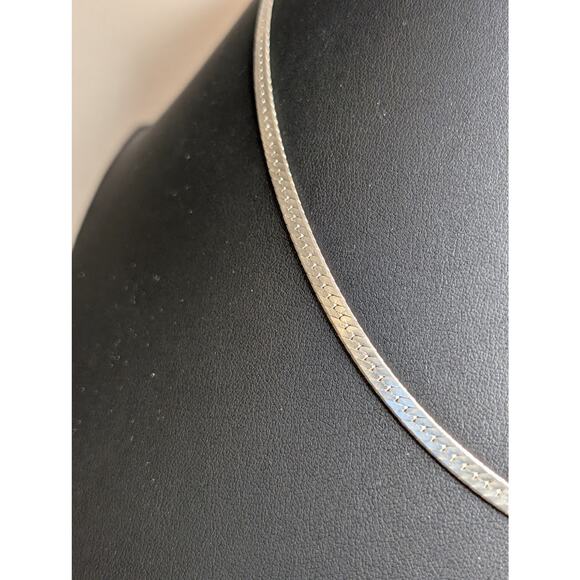 VTG 925 Italy Sterling Silver 4mm Herringbone 20" Chain W/ Lobster Claw Clasp - Picture 2 of 7